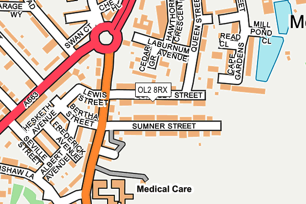 OL2 8RX map - OS OpenMap – Local (Ordnance Survey)