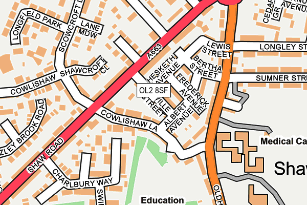OL2 8SF map - OS OpenMap – Local (Ordnance Survey)