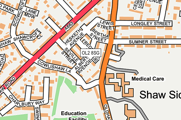OL2 8SG map - OS OpenMap – Local (Ordnance Survey)