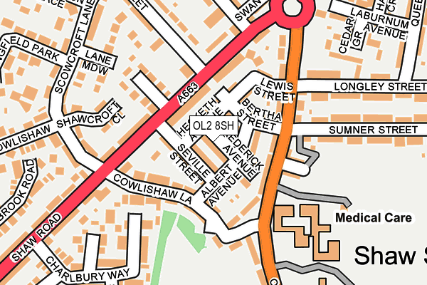 OL2 8SH map - OS OpenMap – Local (Ordnance Survey)