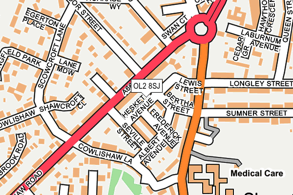 OL2 8SJ map - OS OpenMap – Local (Ordnance Survey)