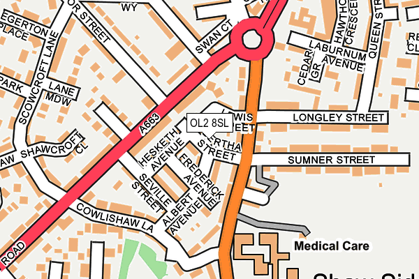 OL2 8SL map - OS OpenMap – Local (Ordnance Survey)
