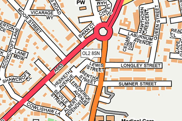 OL2 8SN map - OS OpenMap – Local (Ordnance Survey)