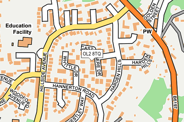 OL2 8TQ map - OS OpenMap – Local (Ordnance Survey)