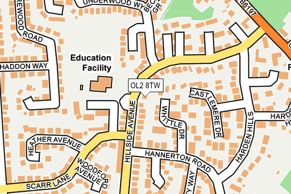 OL2 8TW map - OS OpenMap – Local (Ordnance Survey)