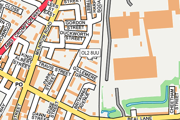 OL2 8UU map - OS OpenMap – Local (Ordnance Survey)