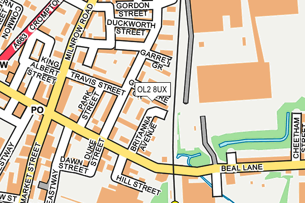 OL2 8UX map - OS OpenMap – Local (Ordnance Survey)