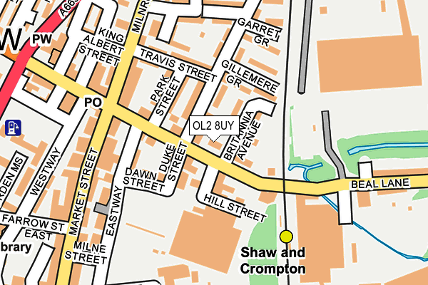 OL2 8UY map - OS OpenMap – Local (Ordnance Survey)