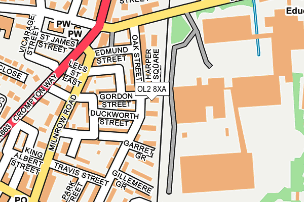 OL2 8XA map - OS OpenMap – Local (Ordnance Survey)