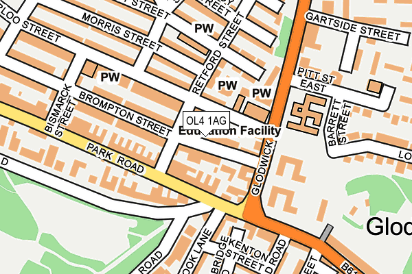 OL4 1AG map - OS OpenMap – Local (Ordnance Survey)