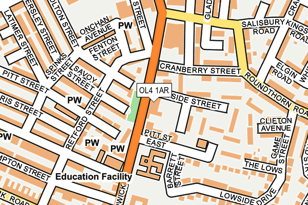 OL4 1AR map - OS OpenMap – Local (Ordnance Survey)