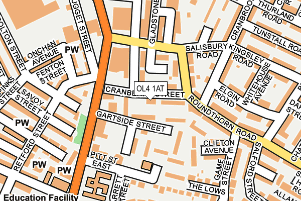 OL4 1AT map - OS OpenMap – Local (Ordnance Survey)