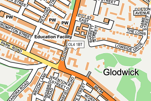 OL4 1BT map - OS OpenMap – Local (Ordnance Survey)