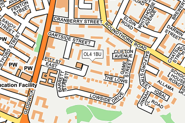 OL4 1BU map - OS OpenMap – Local (Ordnance Survey)
