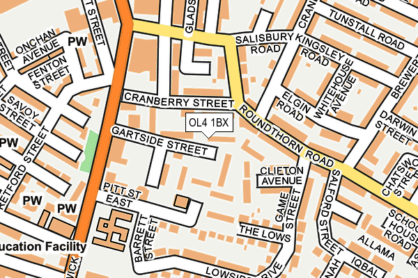 OL4 1BX map - OS OpenMap – Local (Ordnance Survey)