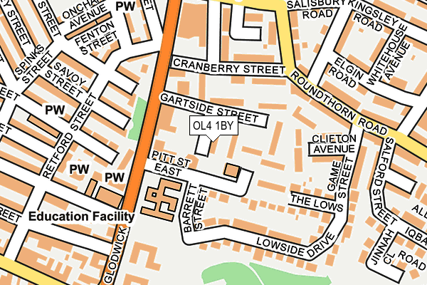 OL4 1BY map - OS OpenMap – Local (Ordnance Survey)