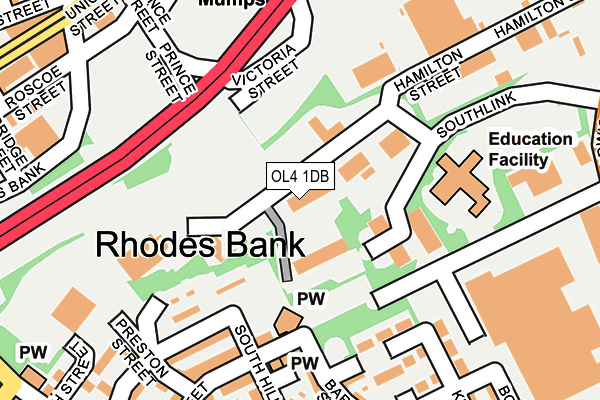 OL4 1DB map - OS OpenMap – Local (Ordnance Survey)