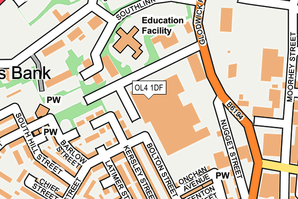 OL4 1DF map - OS OpenMap – Local (Ordnance Survey)