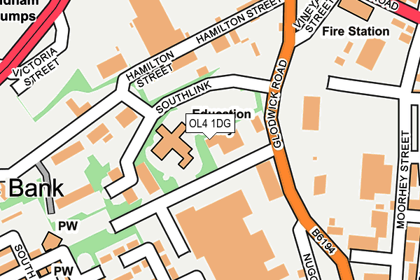 OL4 1DG map - OS OpenMap – Local (Ordnance Survey)