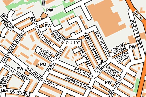 OL4 1DT map - OS OpenMap – Local (Ordnance Survey)