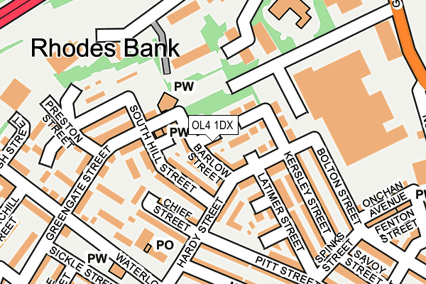 OL4 1DX map - OS OpenMap – Local (Ordnance Survey)