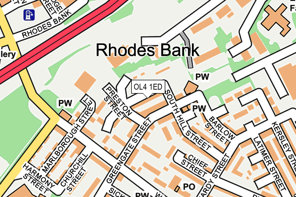 OL4 1ED map - OS OpenMap – Local (Ordnance Survey)