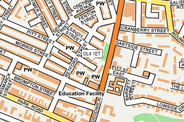 OL4 1ET map - OS OpenMap – Local (Ordnance Survey)