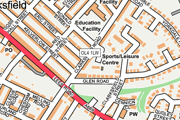 OL4 1LW map - OS OpenMap – Local (Ordnance Survey)