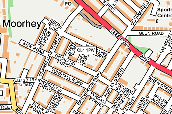 OL4 1PW map - OS OpenMap – Local (Ordnance Survey)