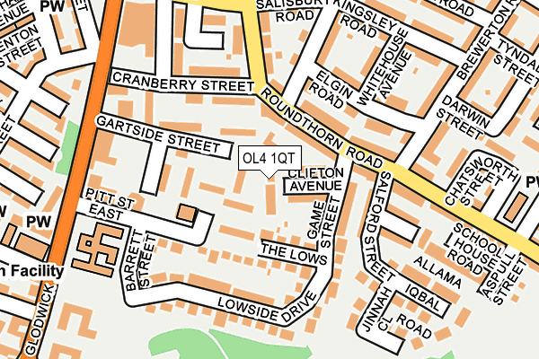 OL4 1QT map - OS OpenMap – Local (Ordnance Survey)