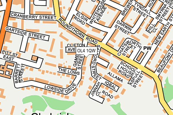 OL4 1QW map - OS OpenMap – Local (Ordnance Survey)