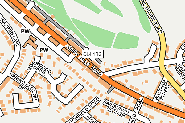 OL4 1RG map - OS OpenMap – Local (Ordnance Survey)