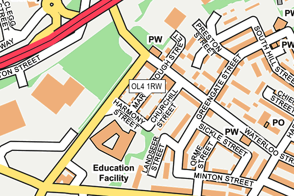 OL4 1RW map - OS OpenMap – Local (Ordnance Survey)