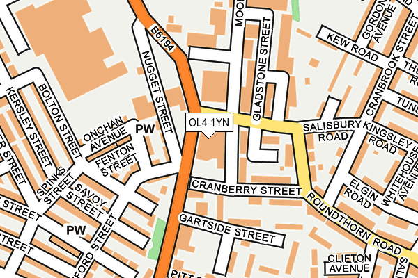 OL4 1YN map - OS OpenMap – Local (Ordnance Survey)