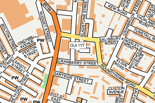 OL4 1YT map - OS OpenMap – Local (Ordnance Survey)