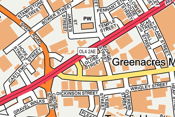 OL4 2AE map - OS OpenMap – Local (Ordnance Survey)