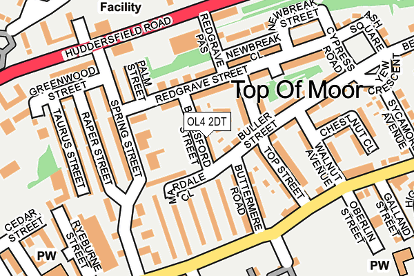OL4 2DT map - OS OpenMap – Local (Ordnance Survey)