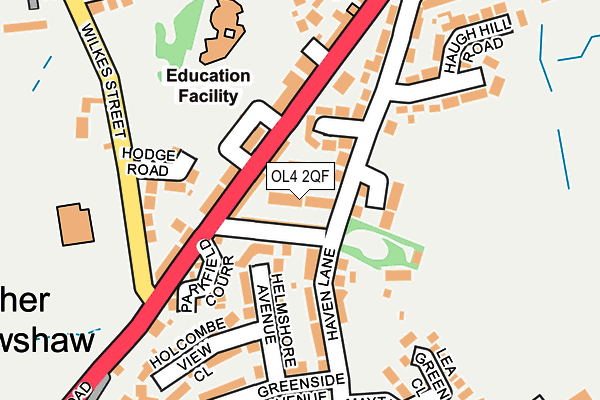 OL4 2QF map - OS OpenMap – Local (Ordnance Survey)