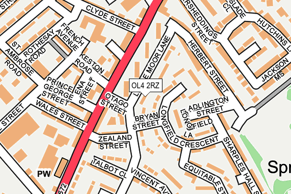 OL4 2RZ map - OS OpenMap – Local (Ordnance Survey)