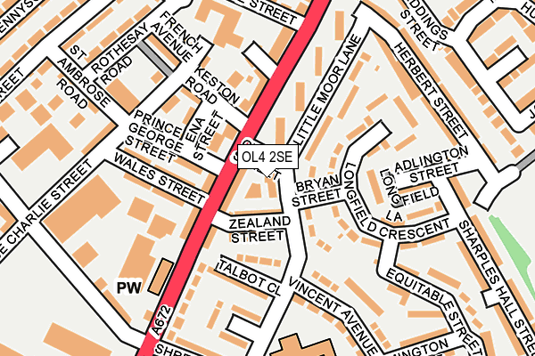 OL4 2SE map - OS OpenMap – Local (Ordnance Survey)