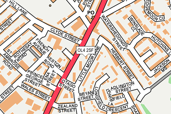 OL4 2SF map - OS OpenMap – Local (Ordnance Survey)