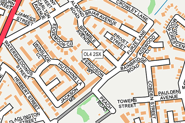 OL4 2SX map - OS OpenMap – Local (Ordnance Survey)