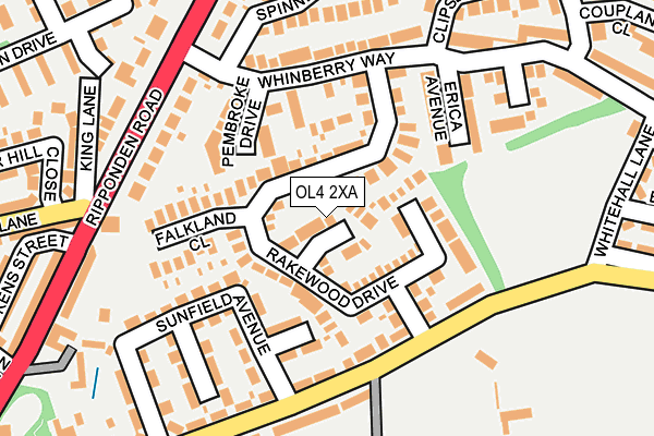 OL4 2XA map - OS OpenMap – Local (Ordnance Survey)
