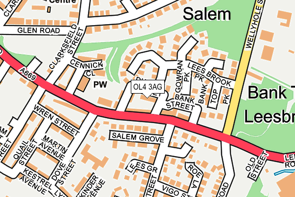 OL4 3AG map - OS OpenMap – Local (Ordnance Survey)