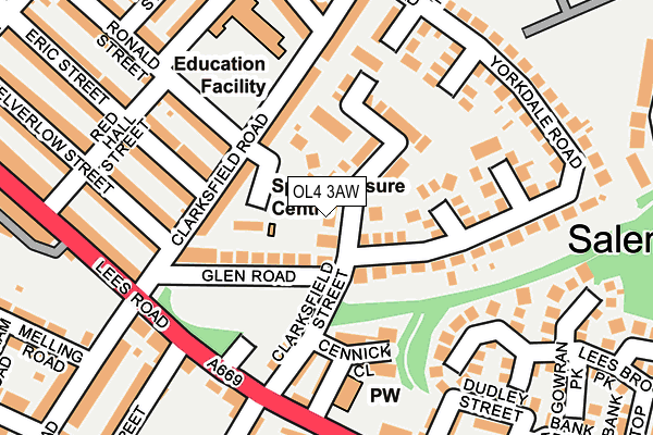 OL4 3AW map - OS OpenMap – Local (Ordnance Survey)