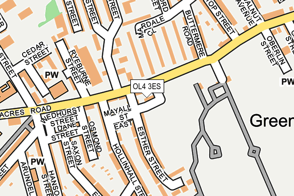 OL4 3ES map - OS OpenMap – Local (Ordnance Survey)