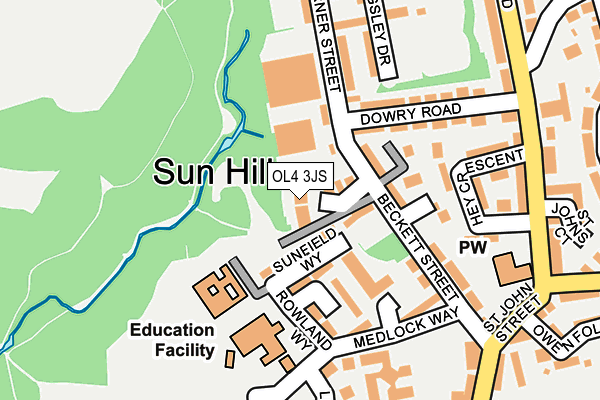 OL4 3JS map - OS OpenMap – Local (Ordnance Survey)