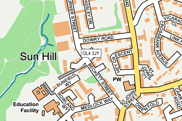 OL4 3JY map - OS OpenMap – Local (Ordnance Survey)