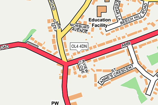 OL4 4DN map - OS OpenMap – Local (Ordnance Survey)