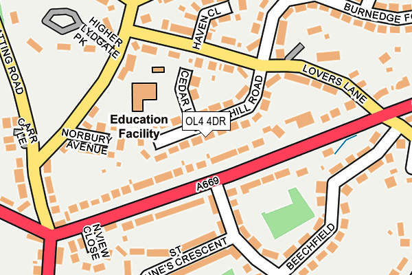 OL4 4DR map - OS OpenMap – Local (Ordnance Survey)
